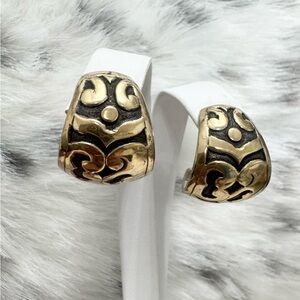 John Hardy .925 18K Gold Wide Dayak Half Hoop Earrings